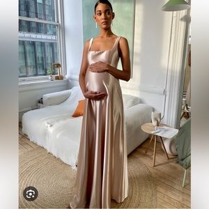 Jenny Yoo Ariana Maternity Bridesmaid Dress Pale Gold